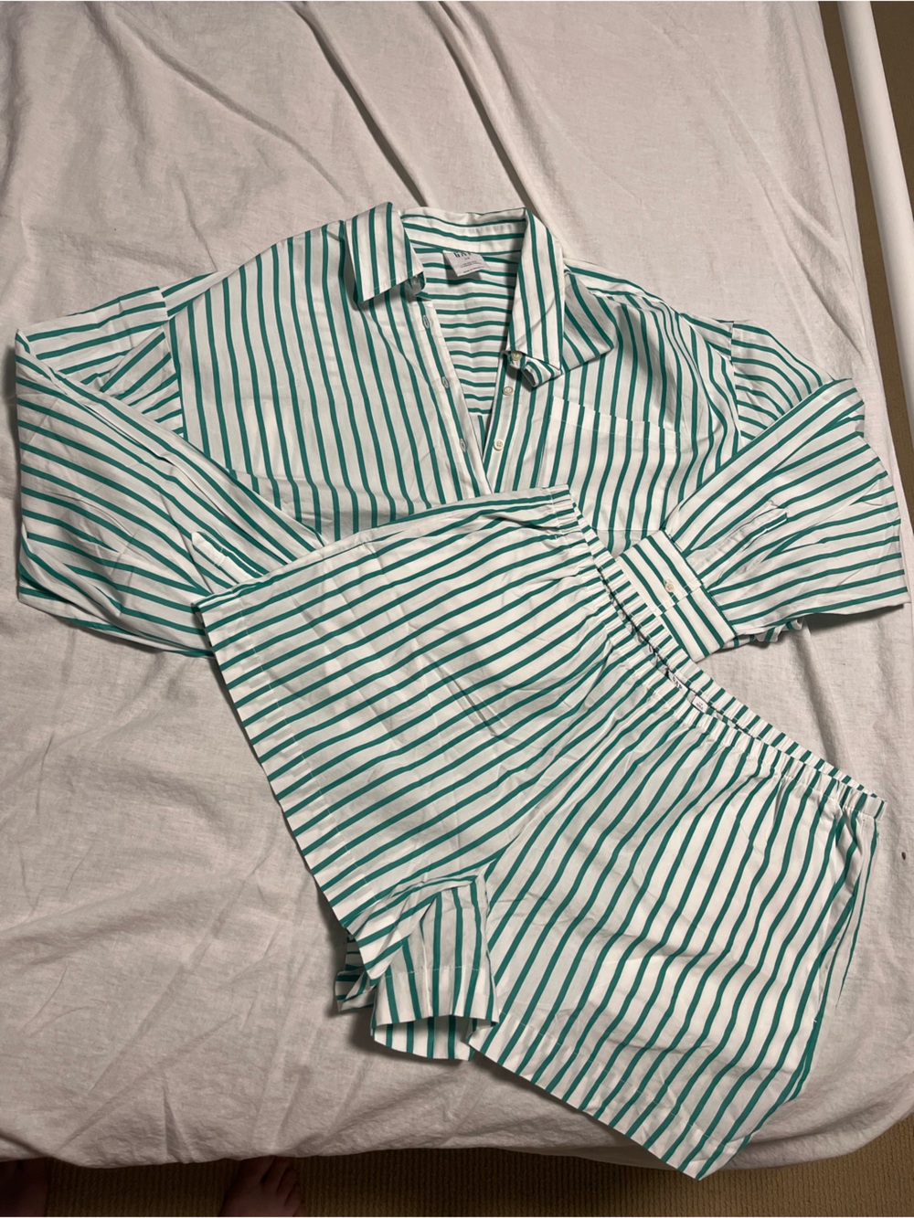 Green & White Striped Beach Set